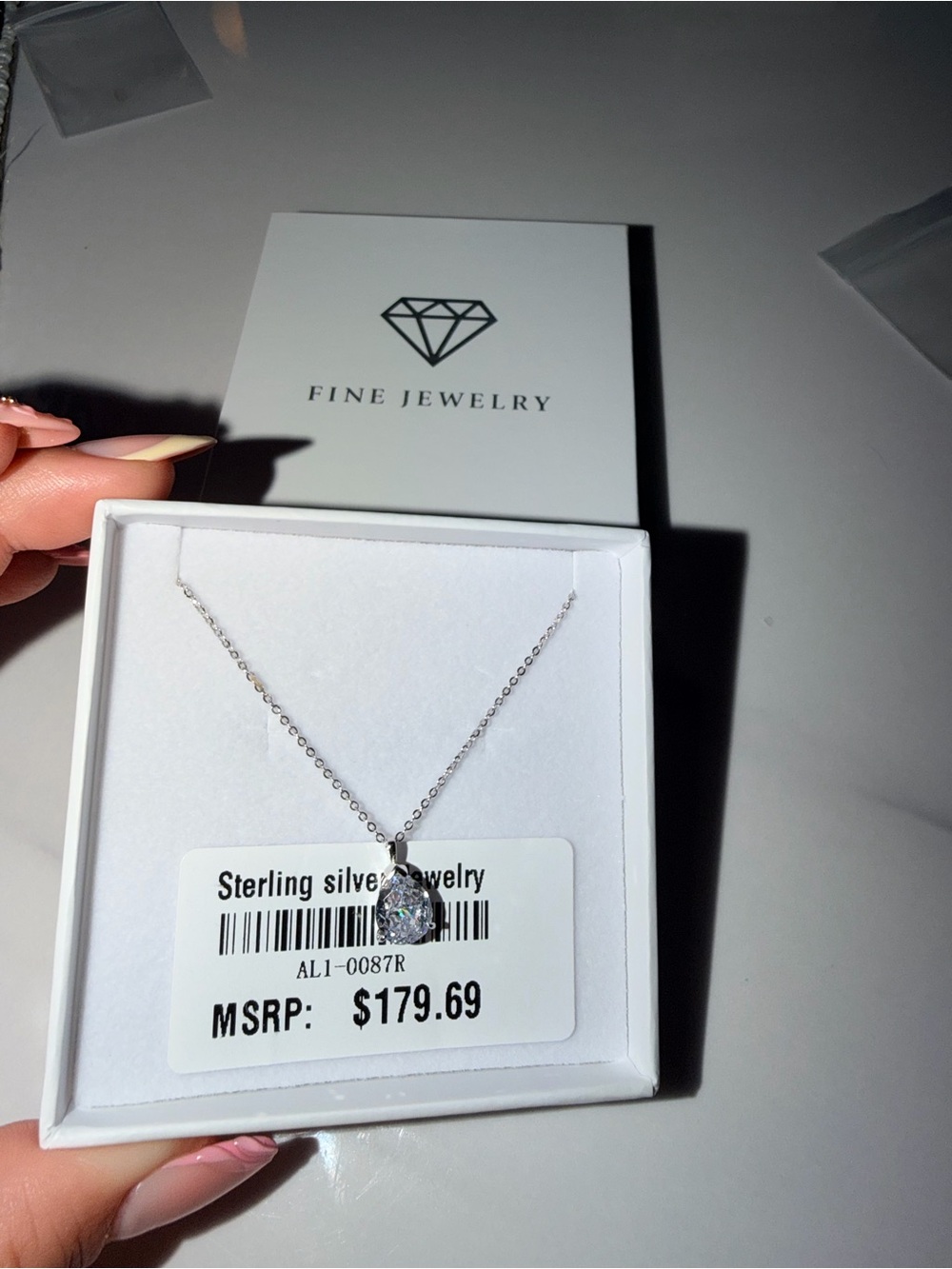 Sterling Silver Teardrop Pendant Necklace in Silver